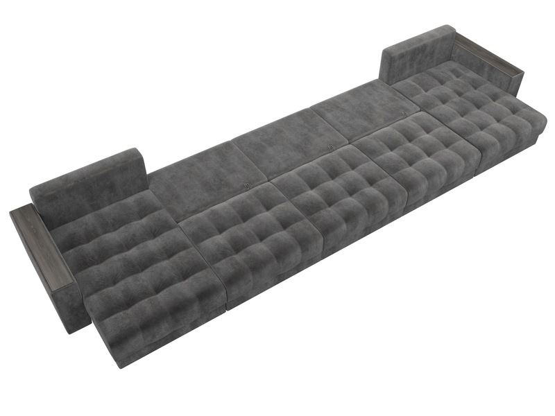 Диван П-образный с декором Лига-049 НПБ Мегалонг, Велюр, TOWER 10 серый