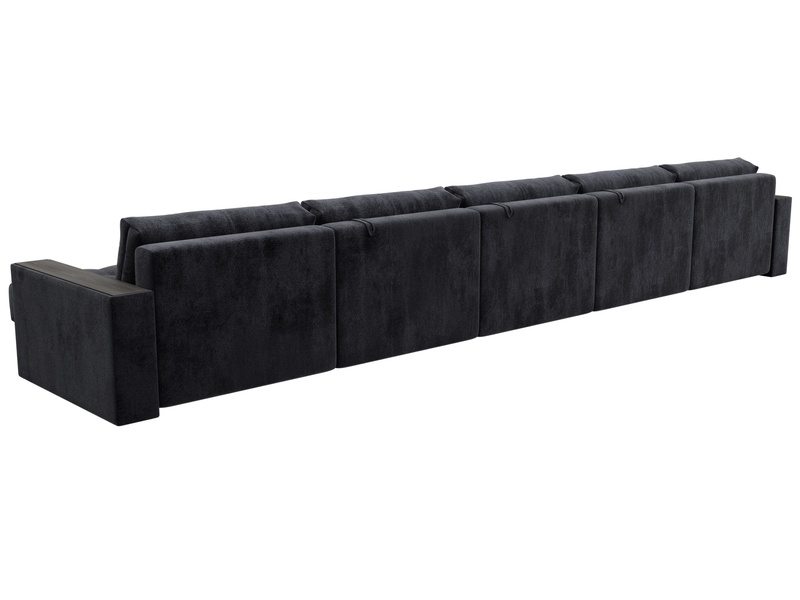 Диван П-образный с декором Лига-049 НПБ Мегалонг, Велюр, TOWER 11 темно-серый