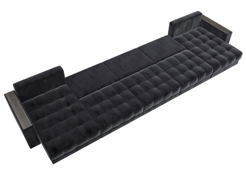 Диван П-образный с декором Лига-049 НПБ Мегалонг, Велюр, TOWER 11 темно-серый