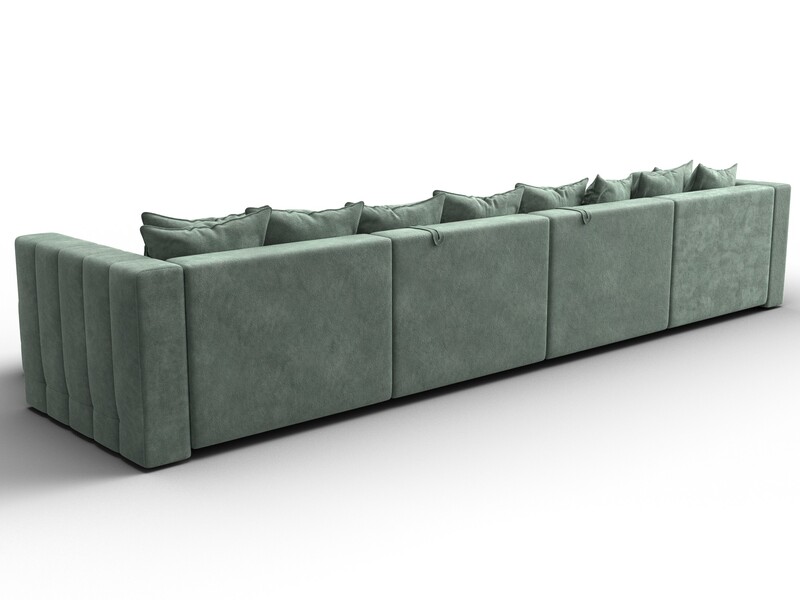 Диван П-образный Лига-052 НПБ Лонг, Велюр, BRUT 08 зеленый