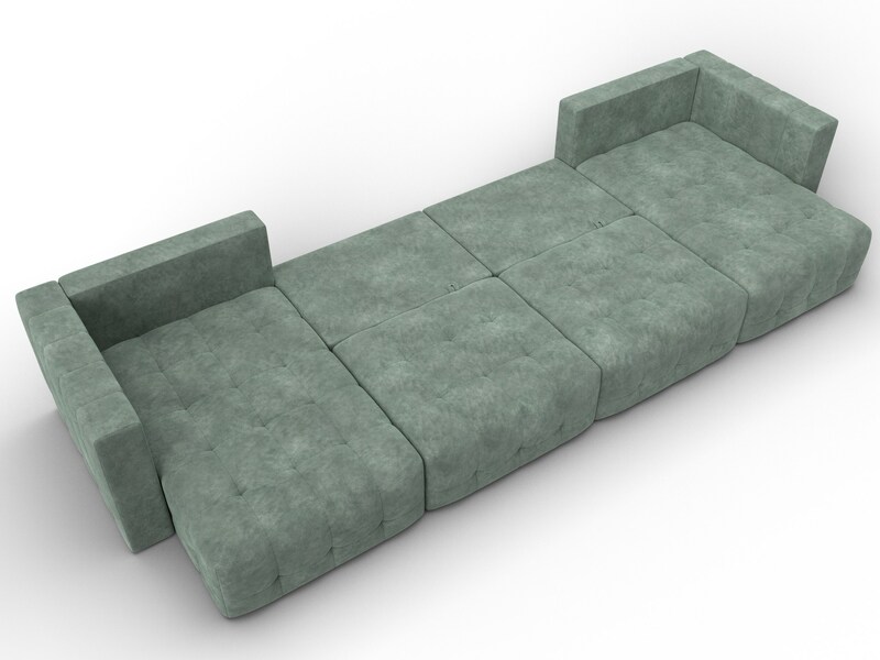 Диван П-образный Лига-052 НПБ Лонг, Велюр, BRUT 08 зеленый