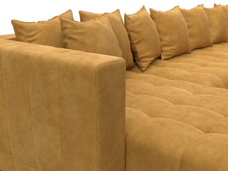 Диван П-образный Лига-052 НПБ Лонг, Велюр, BRUT 10 желтый