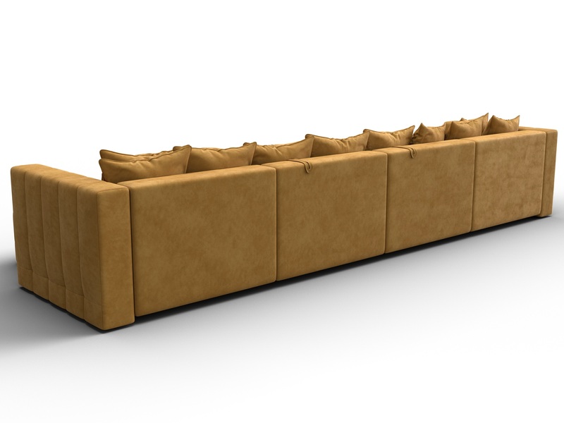 Диван П-образный Лига-052 НПБ Лонг, Велюр, BRUT 10 желтый