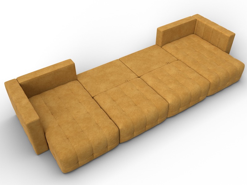 Диван П-образный Лига-052 НПБ Лонг, Велюр, BRUT 10 желтый