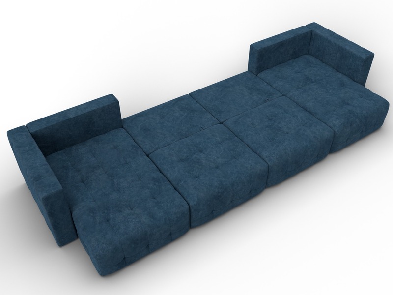 Диван П-образный Лига-052 НПБ Лонг, Велюр, BRUT 11 синий