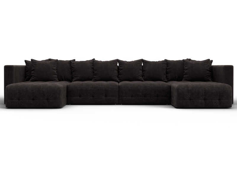 Диван П-образный Лига-052 НПБ Лонг, Велюр, BRUT 17 коричневый