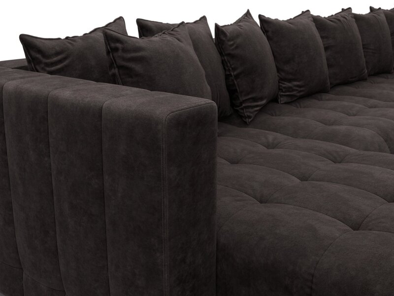 Диван П-образный Лига-052 НПБ Лонг, Велюр, BRUT 17 коричневый