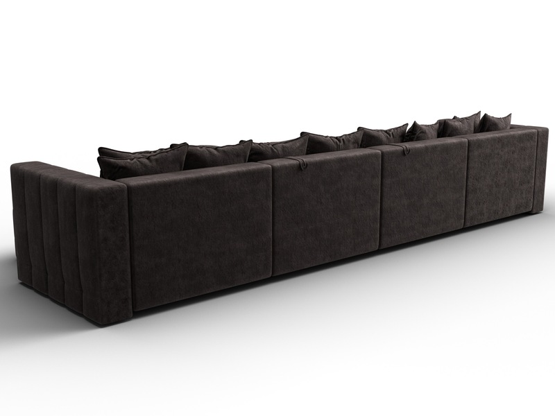 Диван П-образный Лига-052 НПБ Лонг, Велюр, BRUT 17 коричневый