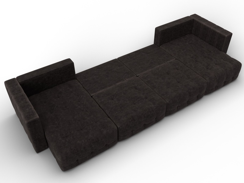 Диван П-образный Лига-052 НПБ Лонг, Велюр, BRUT 17 коричневый