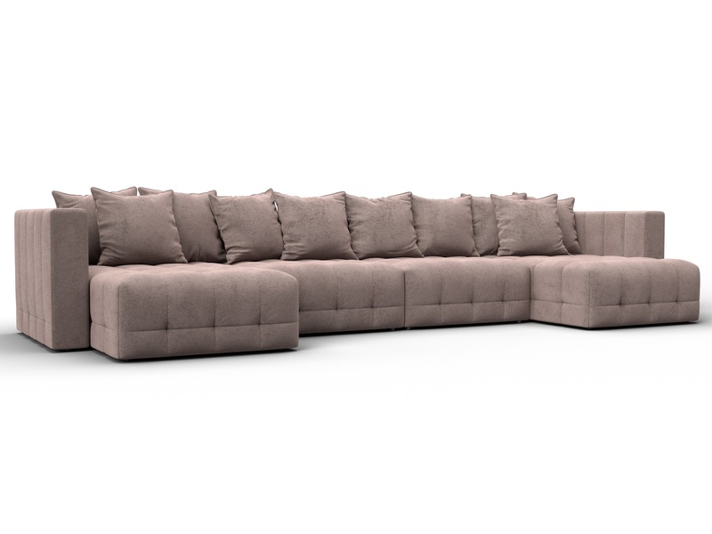 Диван П-образный Лига-052 НПБ Лонг, Велюр, TOWER 05 бежевый