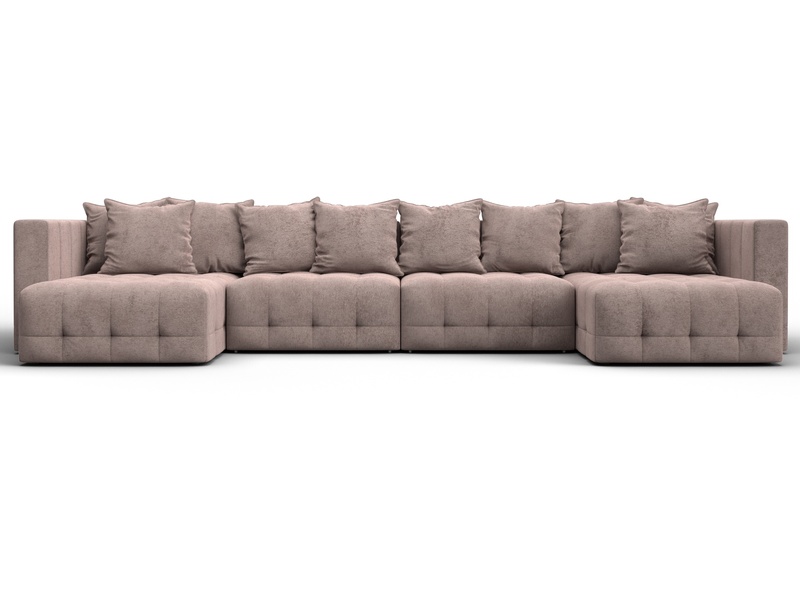 Диван П-образный Лига-052 НПБ Лонг, Велюр, TOWER 05 бежевый