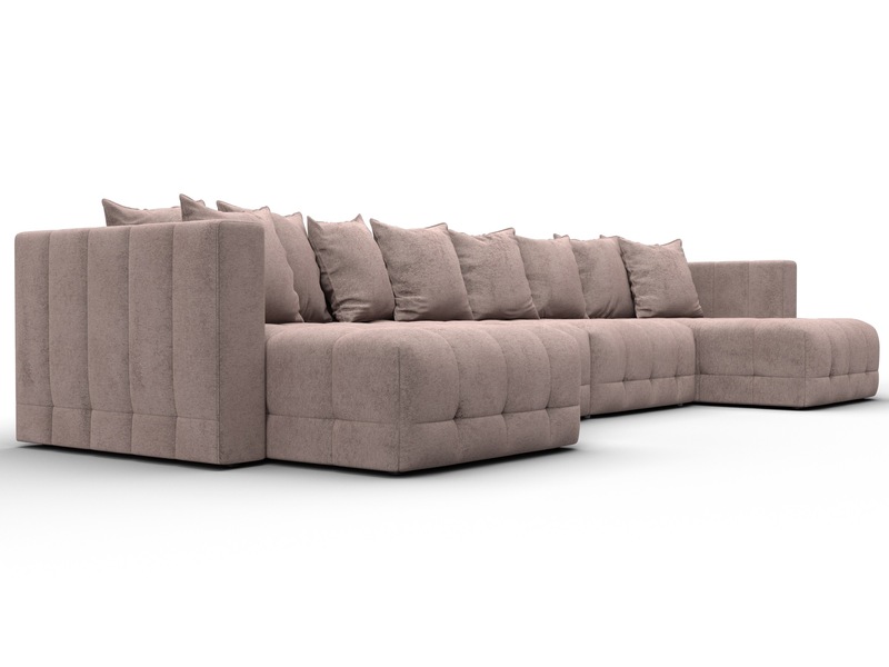 Диван П-образный Лига-052 НПБ Лонг, Велюр, TOWER 05 бежевый