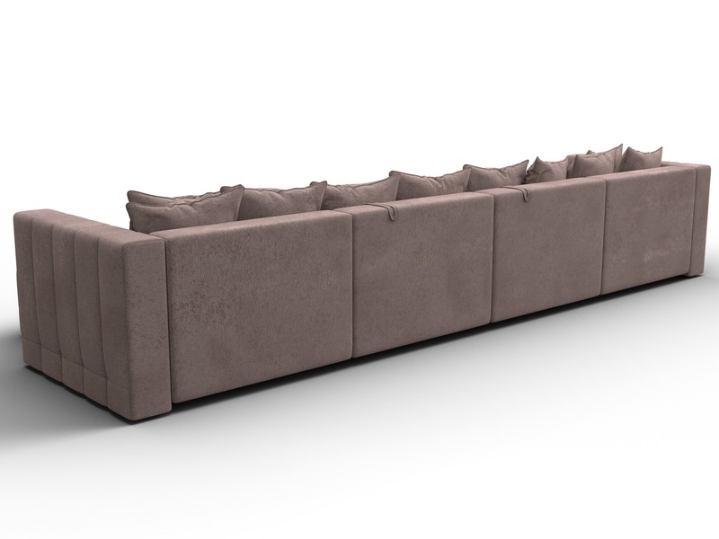 Диван П-образный Лига-052 НПБ Лонг, Велюр, TOWER 05 бежевый