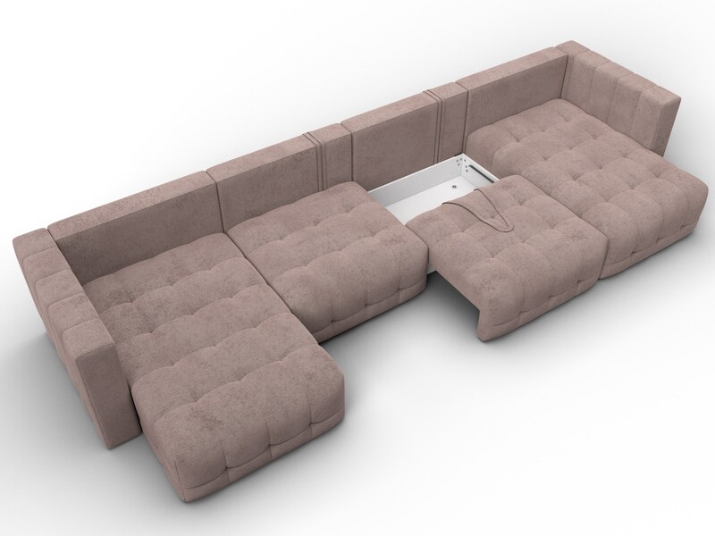 Диван П-образный Лига-052 НПБ Лонг, Велюр, TOWER 05 бежевый