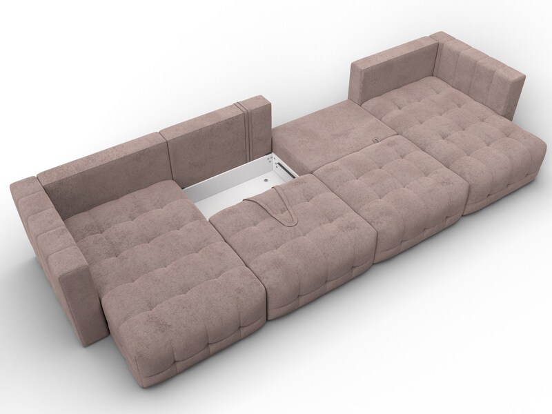 Диван П-образный Лига-052 НПБ Лонг, Велюр, TOWER 05 бежевый