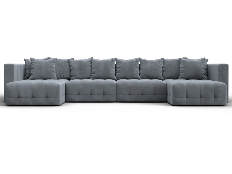 Диван П-образный Лига-052 НПБ Лонг, Велюр, TOWER 10 серый