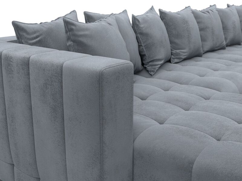 Диван П-образный Лига-052 НПБ Лонг, Велюр, TOWER 10 серый