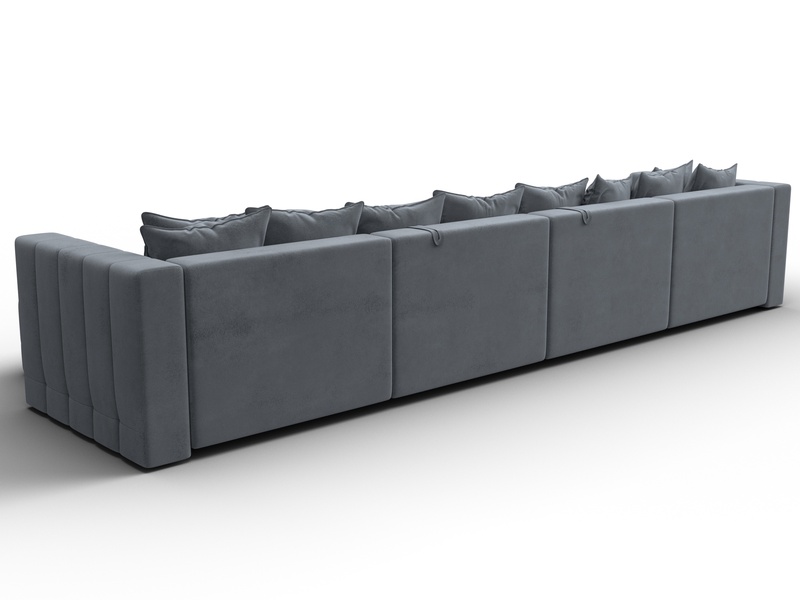 Диван П-образный Лига-052 НПБ Лонг, Велюр, TOWER 10 серый