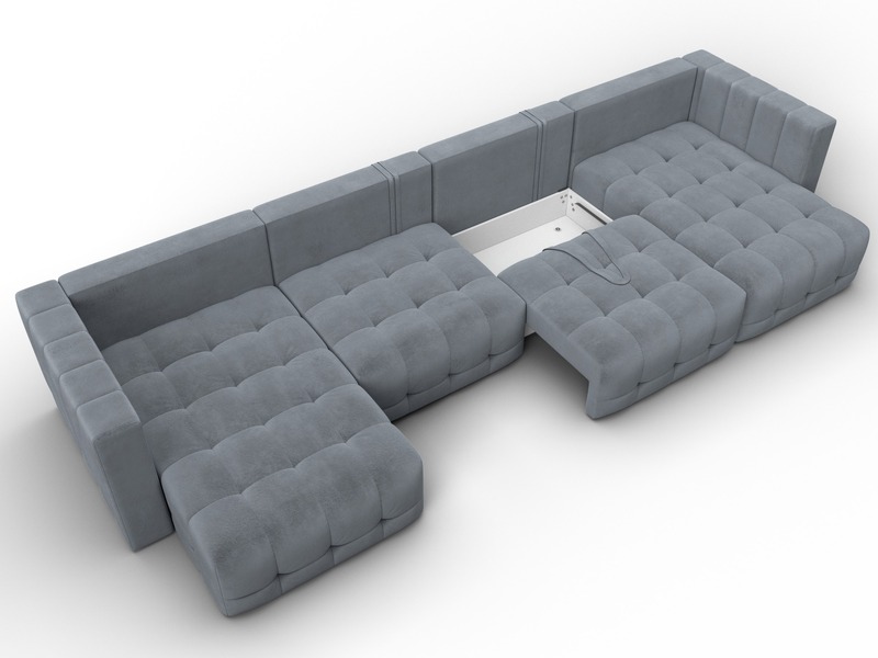 Диван П-образный Лига-052 НПБ Лонг, Велюр, TOWER 10 серый
