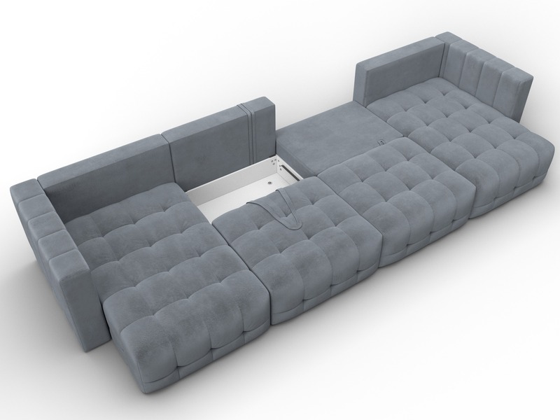 Диван П-образный Лига-052 НПБ Лонг, Велюр, TOWER 10 серый