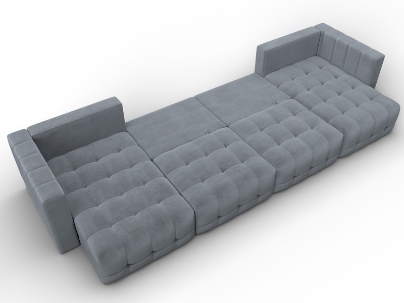 Диван П-образный Лига-052 НПБ Лонг, Велюр, TOWER 10 серый