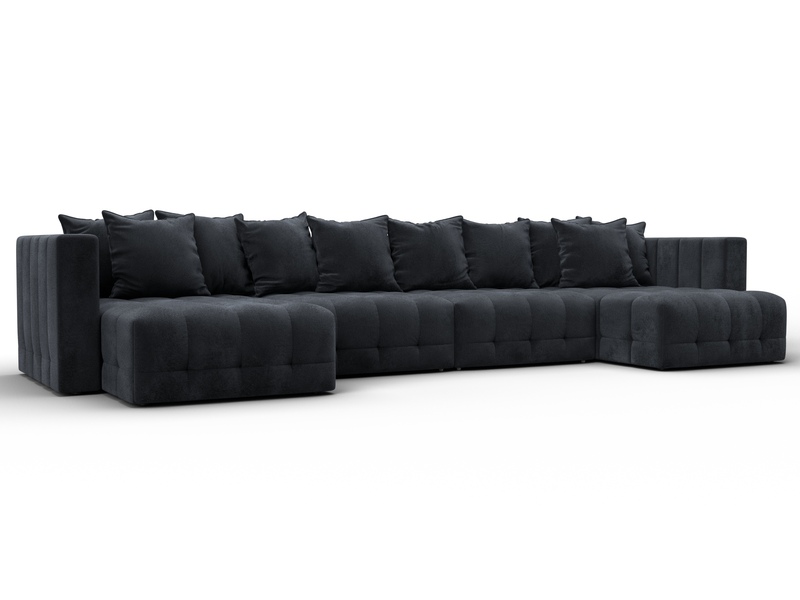 Диван П-образный Лига-052 НПБ Лонг, Велюр, TOWER 11 темно-серый