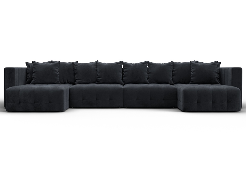 Диван П-образный Лига-052 НПБ Лонг, Велюр, TOWER 11 темно-серый