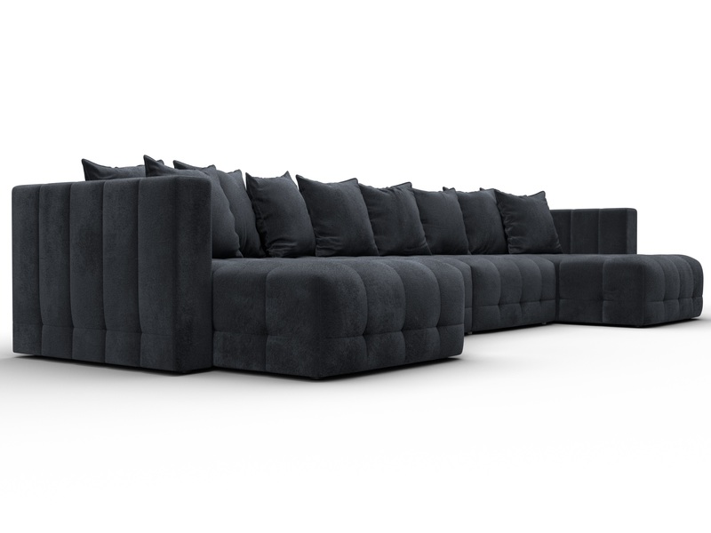 Диван П-образный Лига-052 НПБ Лонг, Велюр, TOWER 11 темно-серый