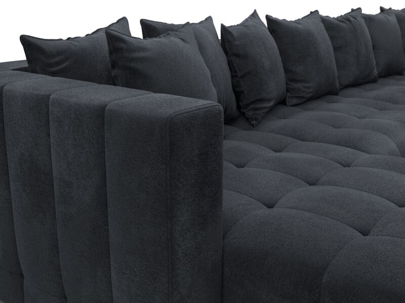 Диван П-образный Лига-052 НПБ Лонг, Велюр, TOWER 11 темно-серый