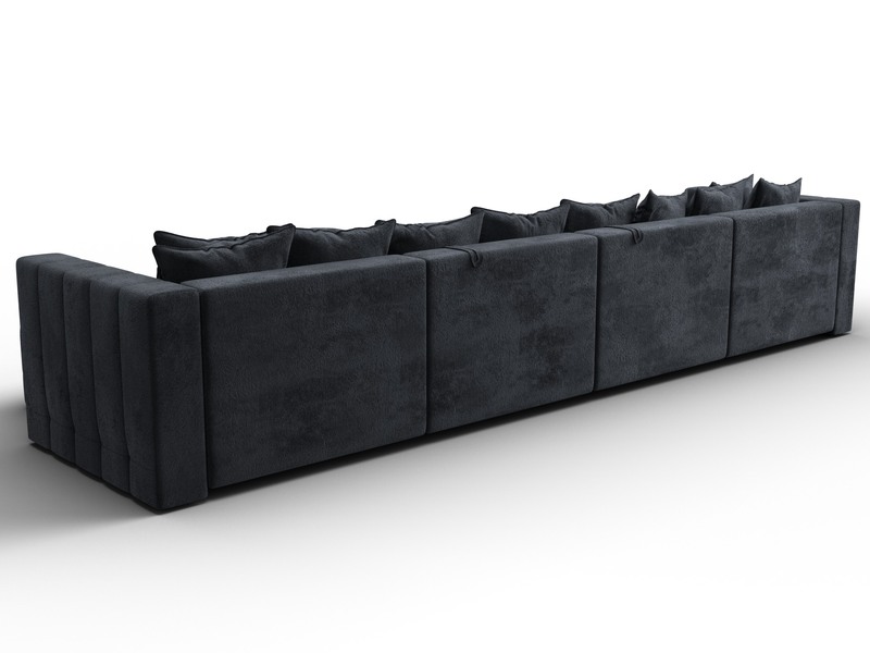 Диван П-образный Лига-052 НПБ Лонг, Велюр, TOWER 11 темно-серый