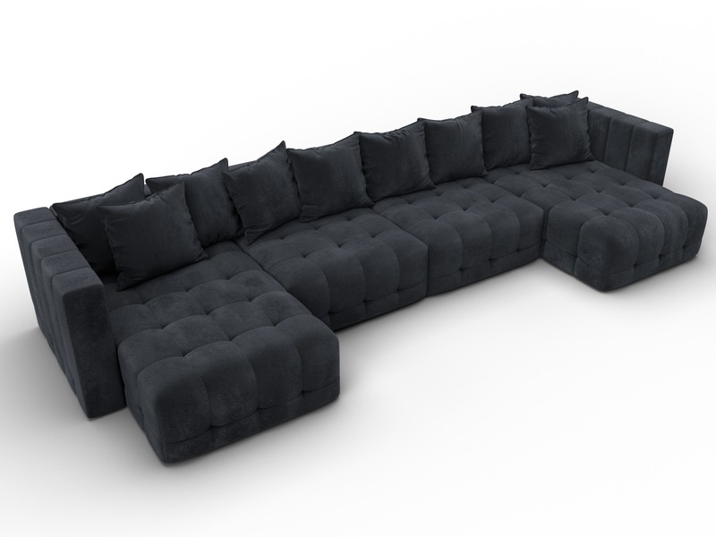 Диван П-образный Лига-052 НПБ Лонг, Велюр, TOWER 11 темно-серый