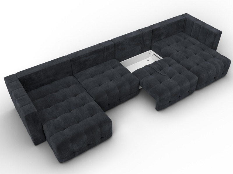 Диван П-образный Лига-052 НПБ Лонг, Велюр, TOWER 11 темно-серый