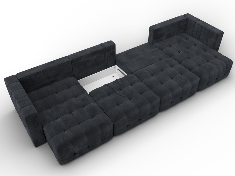 Диван П-образный Лига-052 НПБ Лонг, Велюр, TOWER 11 темно-серый