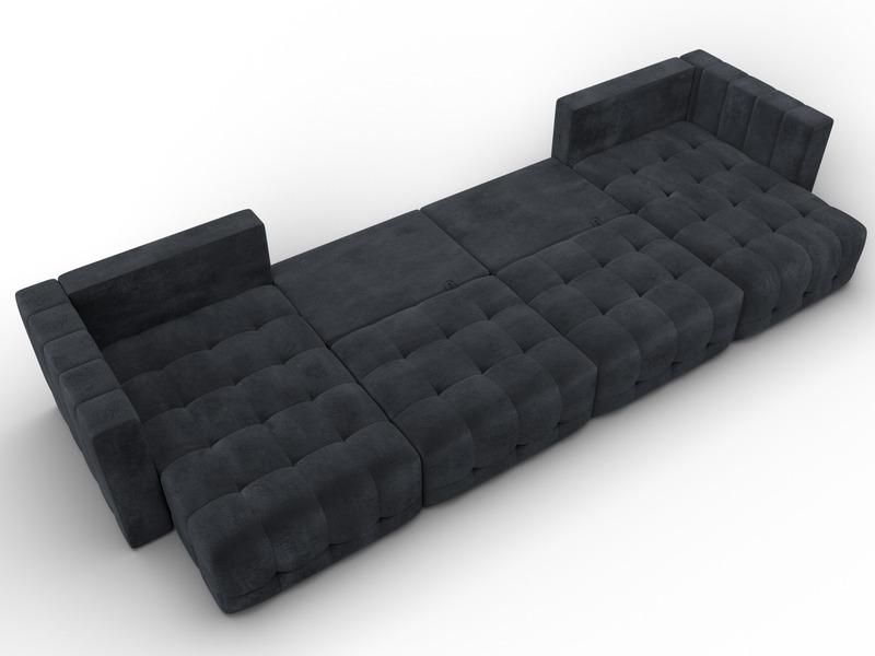 Диван П-образный Лига-052 НПБ Лонг, Велюр, TOWER 11 темно-серый