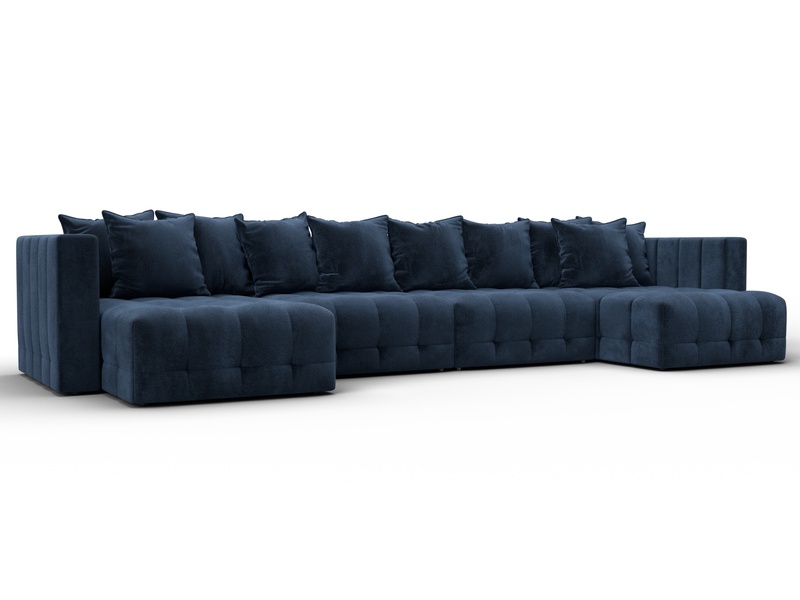 Диван П-образный Лига-052 НПБ Лонг, Велюр, TOWER 13 синий