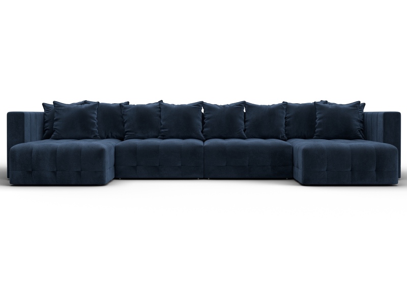 Диван П-образный Лига-052 НПБ Лонг, Велюр, TOWER 13 синий