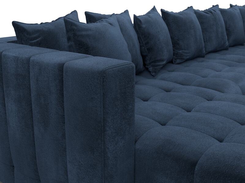 Диван П-образный Лига-052 НПБ Лонг, Велюр, TOWER 13 синий