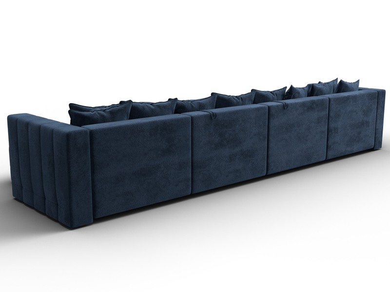 Диван П-образный Лига-052 НПБ Лонг, Велюр, TOWER 13 синий