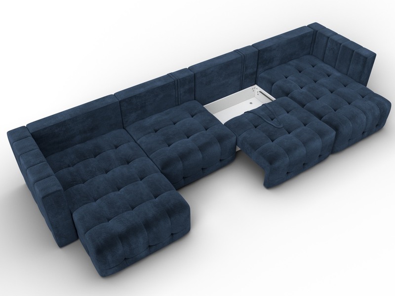 Диван П-образный Лига-052 НПБ Лонг, Велюр, TOWER 13 синий