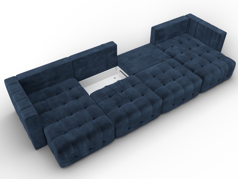 Диван П-образный Лига-052 НПБ Лонг, Велюр, TOWER 13 синий