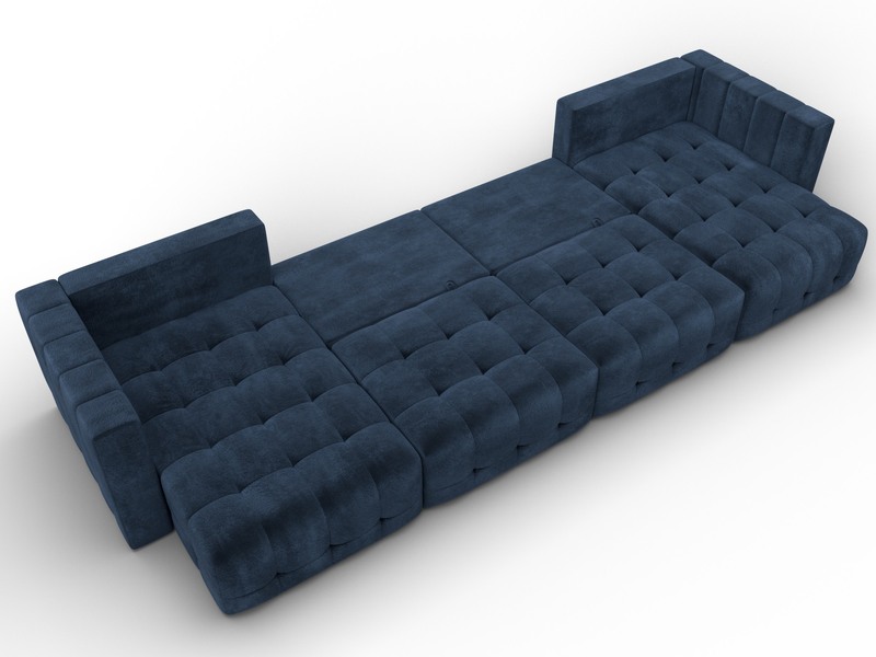 Диван П-образный Лига-052 НПБ Лонг, Велюр, TOWER 13 синий