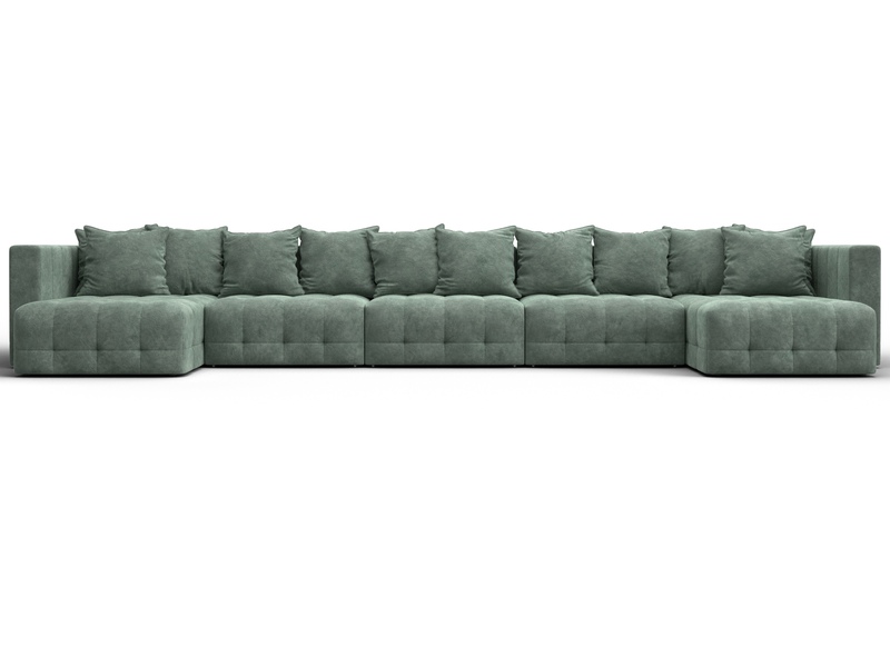 Диван П-образный Лига-052 НПБ МегаЛонг, Велюр, BRUT 08 зеленый