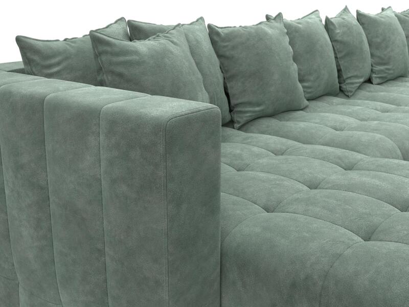 Диван П-образный Лига-052 НПБ МегаЛонг, Велюр, BRUT 08 зеленый