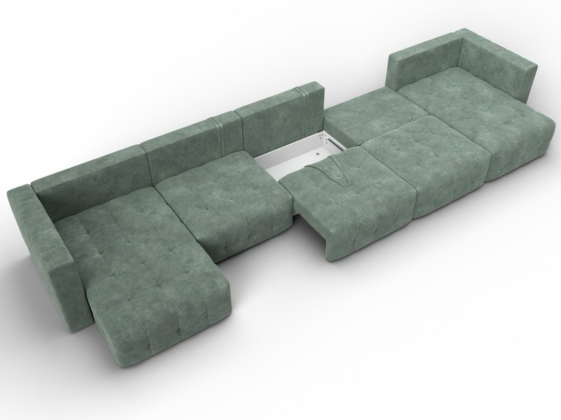 Диван П-образный Лига-052 НПБ МегаЛонг, Велюр, BRUT 08 зеленый