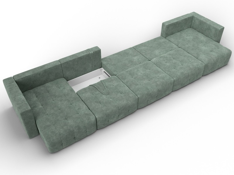 Диван П-образный Лига-052 НПБ МегаЛонг, Велюр, BRUT 08 зеленый