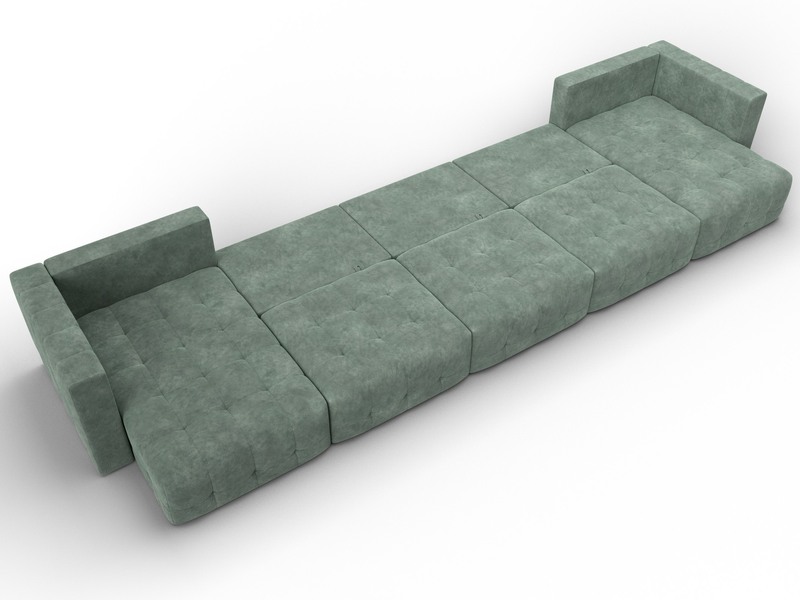 Диван П-образный Лига-052 НПБ МегаЛонг, Велюр, BRUT 08 зеленый