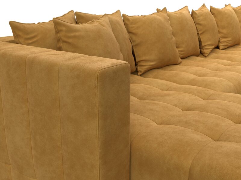 Диван П-образный Лига-052 НПБ МегаЛонг, Велюр, BRUT 10 желтый