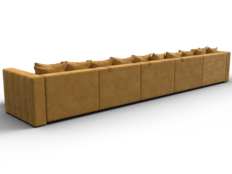 Диван П-образный Лига-052 НПБ МегаЛонг, Велюр, BRUT 10 желтый