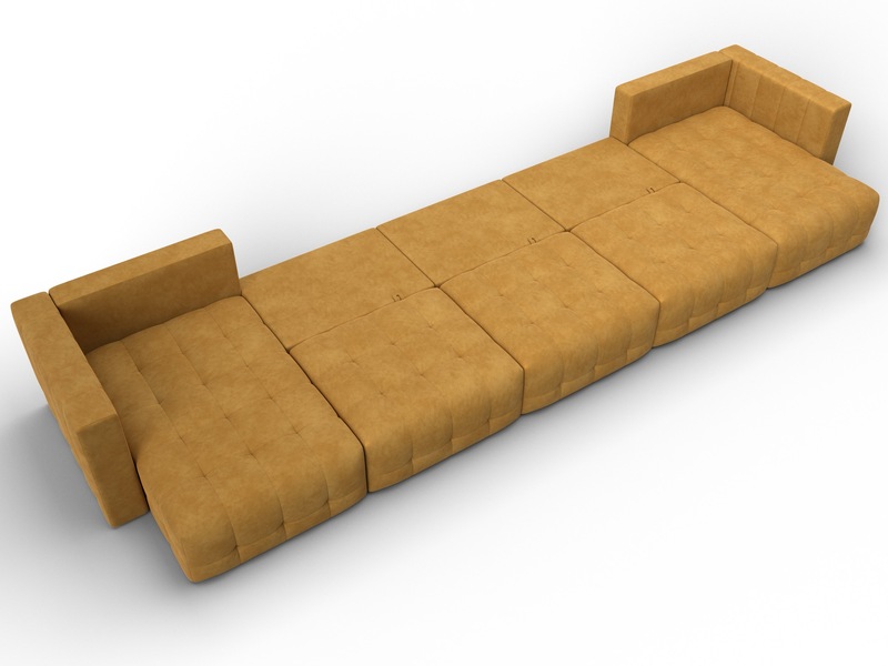 Диван П-образный Лига-052 НПБ МегаЛонг, Велюр, BRUT 10 желтый
