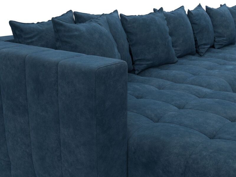 Диван П-образный Лига-052 НПБ МегаЛонг, Велюр, BRUT 11 синий